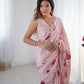 Jyoti Fashion Women's Baby Pink Chinon Digital Printed Designer Saree with Blouse - Swadesiicart