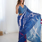 Jyoti Fashion Women's Blue Chinon Digital Printed Designer Saree with Blouse - Swadesiicart