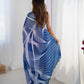 Jyoti Fashion Women's Blue Chinon Digital Printed Designer Saree with Blouse - Swadesiicart