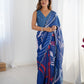 Jyoti Fashion Women's Blue Chinon Digital Printed Designer Saree with Blouse - Swadesiicart