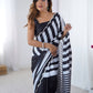 Jyoti Fashion Women's Black Chinon Digital Printed Designer Saree with Blouse - Swadesiicart