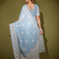 Jyoti Fashion Women's Sky Blue Lakhnavi Thread work Georgette Saree with Blouse | Swadesiicart