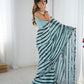 Jyoti Fashion Women's Sea Green Chinon Digital Printed Designer Saree with Blouse - Swadesiicart
