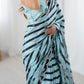 Jyoti Fashion Women's Sea Green Chinon Digital Printed Designer Saree with Blouse - Swadesiicart