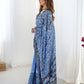 Jyoti Fashion Women's Blue Chinon Digital Printed Designer Saree with Blouse - Swadesiicart
