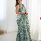 Jyoti Fashion Women's Green Chinon Digital Printed Designer Saree with Blouse - Swadesiicart