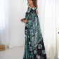 Jyoti Fashion Women's Sea Green Chinon Digital Printed Designer Saree with Blouse - Swadesiicart
