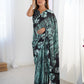 Jyoti Fashion Women's Sea Green Chinon Digital Printed Designer Saree with Blouse - Swadesiicart