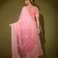 Jyoti Fashion Women's Pink Lakhnavi Thread work Georgette Saree with Blouse | Swadesiicart