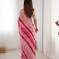 Jyoti Fashion Women's Pink Chinon Leriya Zari Printed Designer Saree with Blouse - Swadesiicart