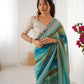 Jyoti Fashion Women's Sky Blue Chinon Leriya Zari Printed Designer Saree with Blouse - Swadesiicart
