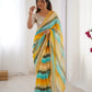 Jyoti Fashion Women's Yellow Chinon Leriya Zari Printed Designer Saree with Blouse - Swadesiicart
