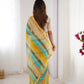 Jyoti Fashion Women's Yellow Chinon Leriya Zari Printed Designer Saree with Blouse - Swadesiicart