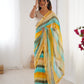 Jyoti Fashion Women's Yellow Chinon Leriya Zari Printed Designer Saree with Blouse - Swadesiicart