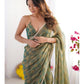 Jyoti Fashion Women's Mehendi Box Chiffon Moti Lace Border Designer Saree with Blouse - Swadesiicart