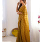 Jyoti Fashion Women's Mustard Box Chiffon Moti Lace Border Designer Saree with Blouse - Swadesiicart
