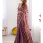 Jyoti Fashion Women's Purple Box Chiffon Moti Lace Border Designer Saree with Blouse | Swadesiicart