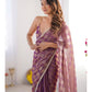 Jyoti Fashion Women's Purple Box Chiffon Moti Lace Border Designer Saree with Blouse | Swadesiicart