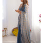 Jyoti Fashion Women's Blue Box Chiffon Moti Lace Border Designer Saree with Blouse - Swadesiicart