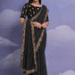 Jyoti Fashion Women's Black Coding Sequence Georgette Saree with Blouse | Swadesiicart