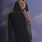 Jyoti Fashion Women's Black Coding Sequence Georgette Saree with Blouse | Swadesiicart