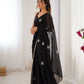 Jyoti Fashion Women's Black Soft Fendy Embroidered Designer Saree with Blouse - Swadesiicart