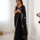 Jyoti Fashion Women's Black Soft Fendy Embroidered Designer Saree with Blouse - Swadesiicart