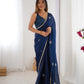 Jyoti Fashion Women's Navy Blue Soft Fendy Embroidered Designer Saree with Blouse - Swadesiicart