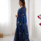Jyoti Fashion Women's Navy Blue Soft Fendy Embroidered Designer Saree with Blouse - Swadesiicart