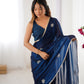 Jyoti Fashion Women's Navy Blue Soft Fendy Embroidered Designer Saree with Blouse - Swadesiicart