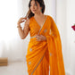 Jyoti Fashion Women's Yellow Soft Fendy Embroidered Designer Saree with Blouse - Swadesiicart