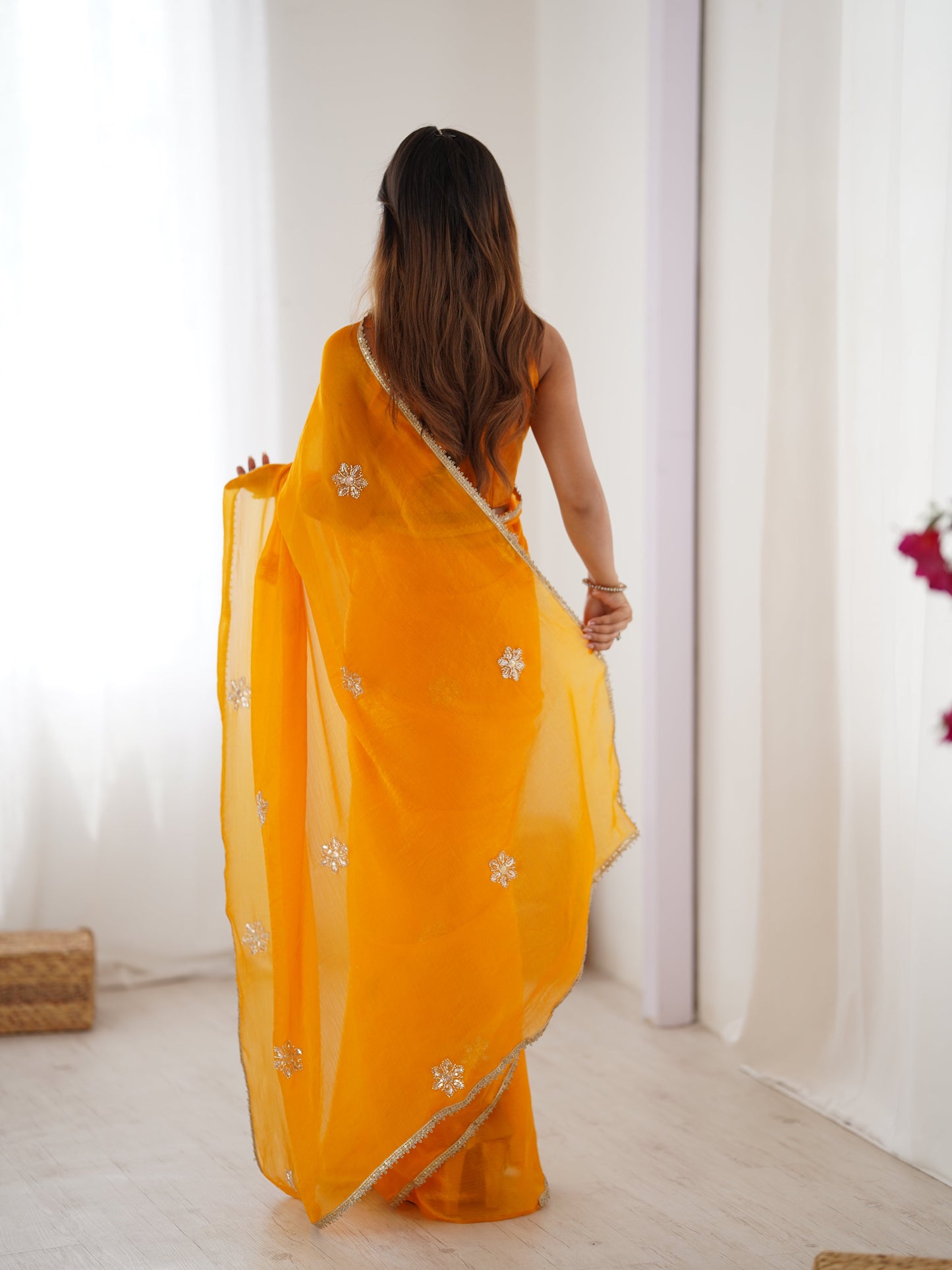 Jyoti Fashion Women's Yellow Soft Fendy Embroidered Designer Saree with Blouse - Swadesiicart