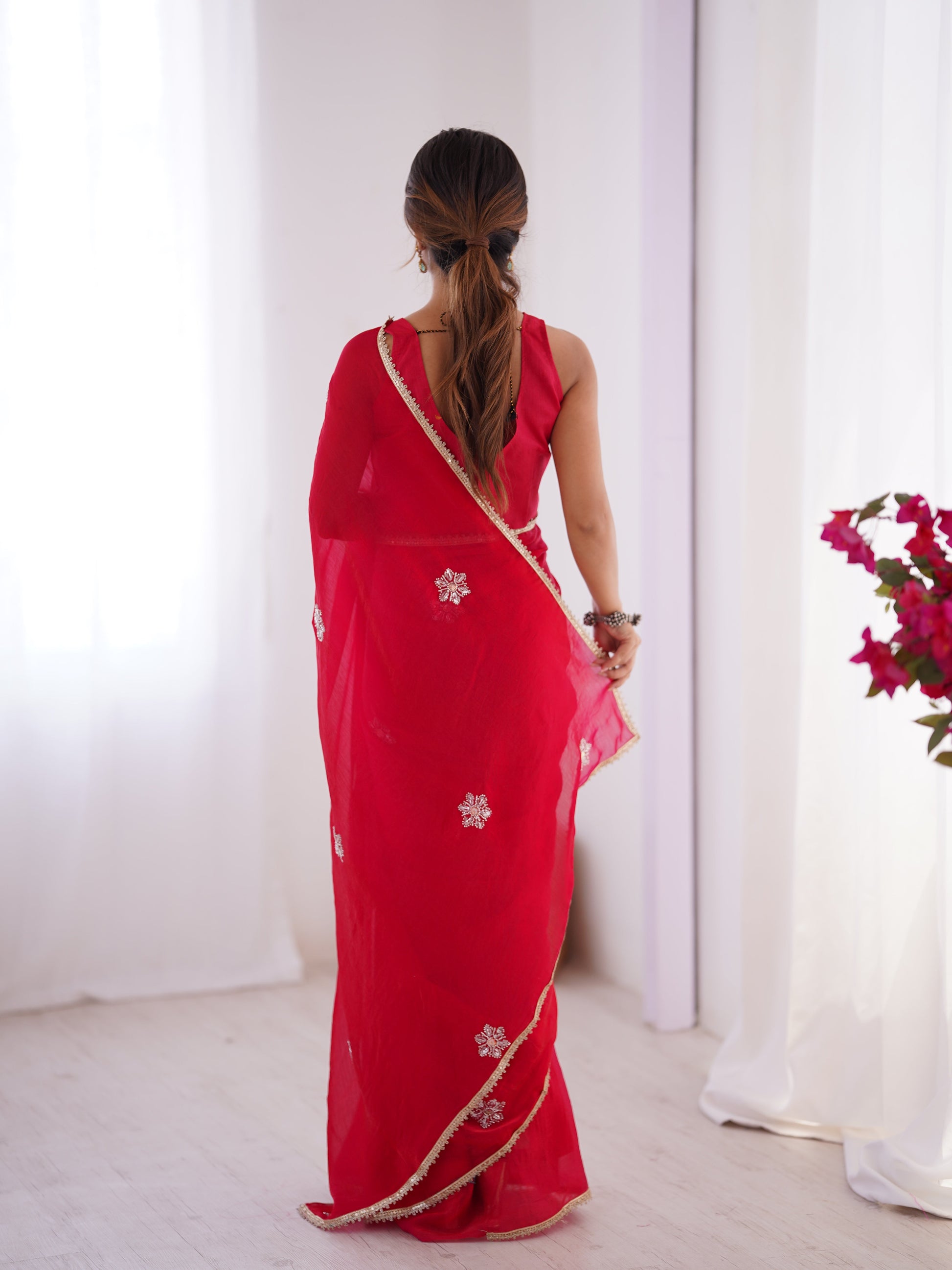 Jyoti Fashion Women's Pink Soft Fendy Embroidered Designer Saree with Blouse - Swadesiicart