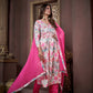 Jyoti Fashion Women's Pink Rayon Floral Print with Handwork Designer Kurta Set with Dupatta | Swadesiicart