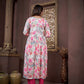 Jyoti Fashion Women's Pink Rayon Floral Print with Handwork Designer Kurta Set with Dupatta | Swadesiicart