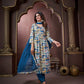 Jyoti Fashion Women's Navy Blue Rayon Floral Print with Handwork Designer Kurta Set with Dupatta | Swadesiicart