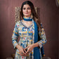 Jyoti Fashion Women's Navy Blue Rayon Floral Print with Handwork Designer Kurta Set with Dupatta | Swadesiicart