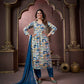 Jyoti Fashion Women's Navy Blue Rayon Floral Print with Handwork Designer Kurta Set with Dupatta | Swadesiicart