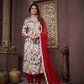 Jyoti Fashion Women's Maroon Rayon Floral Print with Handwork Designer Kurta Set with Dupatta | Swadesiicart