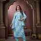 Jyoti Fashion Women's Sky Blue Rayon Floral Print with Handwork Designer Kurta Set with Dupatta | Swadesiicart