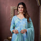 Jyoti Fashion Women's Sky Blue Rayon Floral Print with Handwork Designer Kurta Set with Dupatta | Swadesiicart