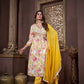 Jyoti Fashion Women's Yellow Rayon Floral Print with Handwork Designer Kurta Set with Dupatta | Swadesiicart