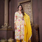Jyoti Fashion Women's Yellow Rayon Floral Print with Handwork Designer Kurta Set with Dupatta | Swadesiicart
