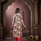 Jyoti Fashion Women's Red Rayon Floral Print with Handwork Designer Kurta Set with Dupatta | Swadesiicart