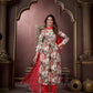 Jyoti Fashion Women's Red Rayon Floral Print with Handwork Designer Kurta Set with Dupatta | Swadesiicart