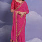 Jyoti Fashion Women's Rani Pink Coding Sequence Georgette Saree with Blouse | Swadesiicart