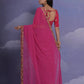 Jyoti Fashion Women's Rani Pink Coding Sequence Georgette Saree with Blouse | Swadesiicart