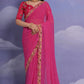 Jyoti Fashion Women's Rani Pink Coding Sequence Georgette Saree with Blouse | Swadesiicart