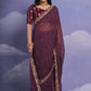 Jyoti Fashion Women's Wine Coding Sequence Georgette Saree with Blouse | Swadesiicart