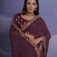 Jyoti Fashion Women's Wine Coding Sequence Georgette Saree with Blouse | Swadesiicart